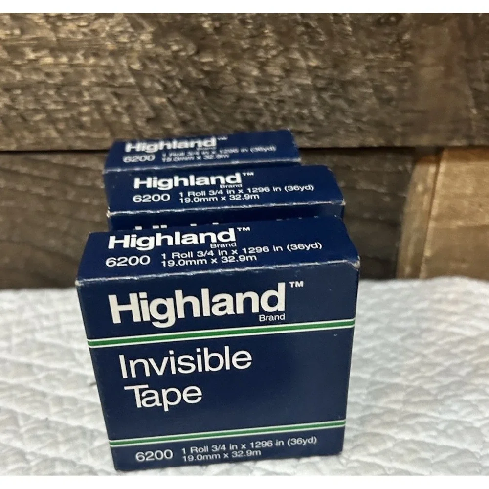 Highland 6200 Invisible Tape, 0.75 Inch x 36 Yards, Matte, Pack of 3
